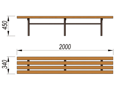 Двухметровая лавочка без спинки 2 м МАФ 1602 в Мурманске