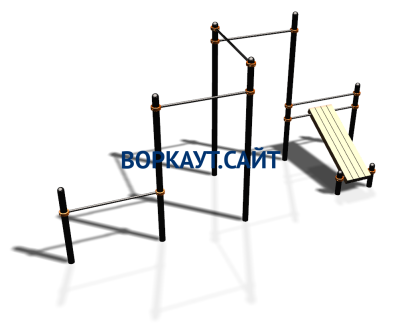 Воркаут комплекс разноуровневых турников со скамьей для пресса ВС-37 в Мурманске