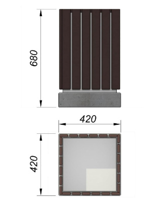 Урна деревянная квадратная с бетонным основанием МАФ 1633 в Мурманске