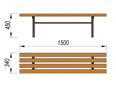 Лавочка без спинки МАФ 1601 в Мурманске