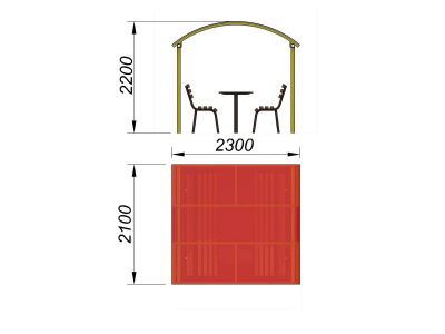 Стол и лавки под навесом МАФ 4005 в Мурманске