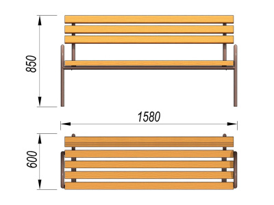 Парковая лавочка со спинкой МАФ 1605 в Мурманске