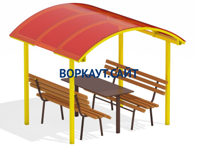 Стол и лавки под навесом МАФ 4005 в Мурманске